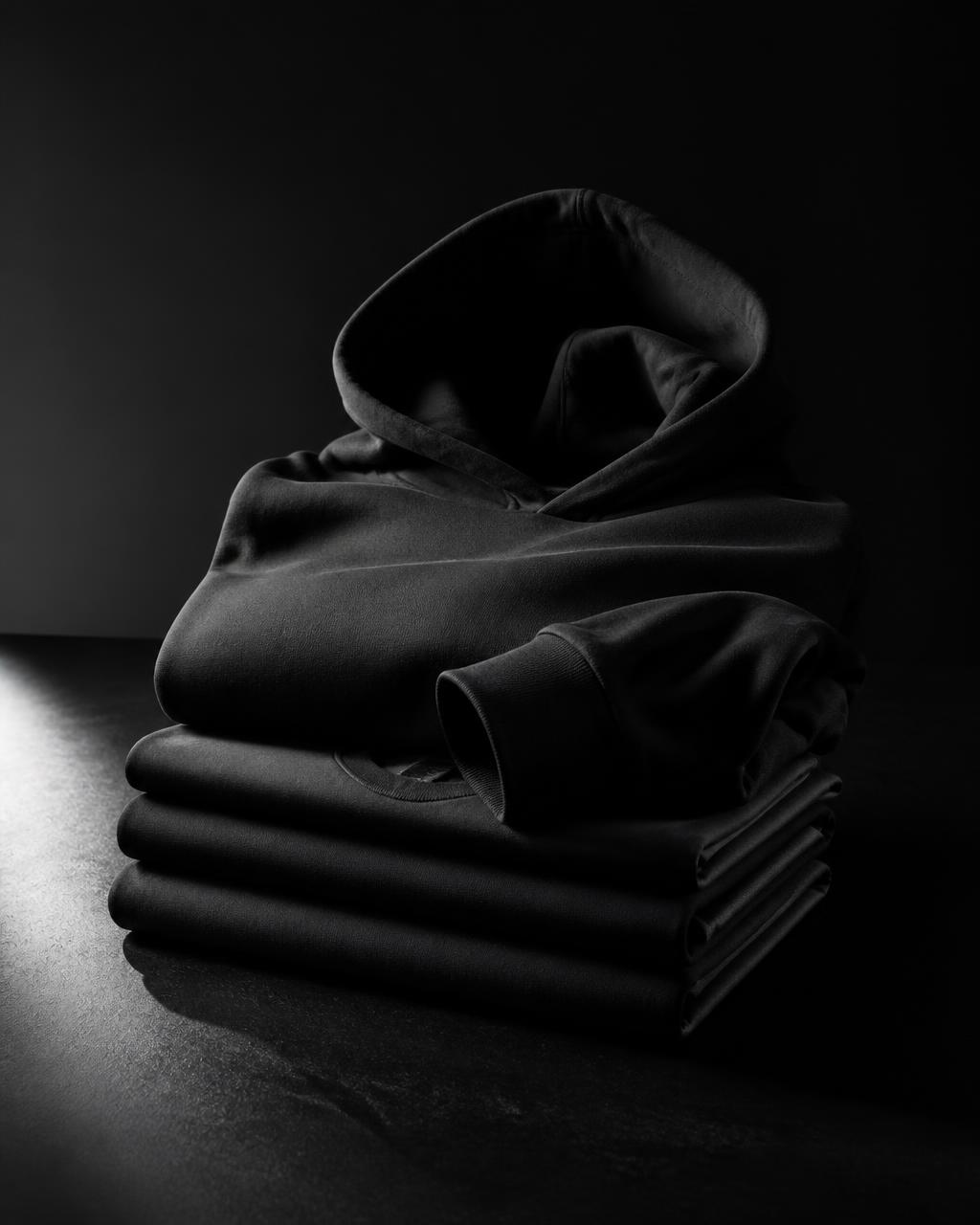 Folded black heavyweight custom apparel